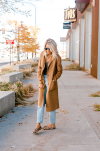Kailee Wright tan over coat
